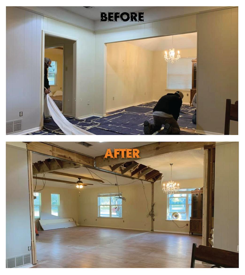 Before & After — Crew at Work, Wall Demo